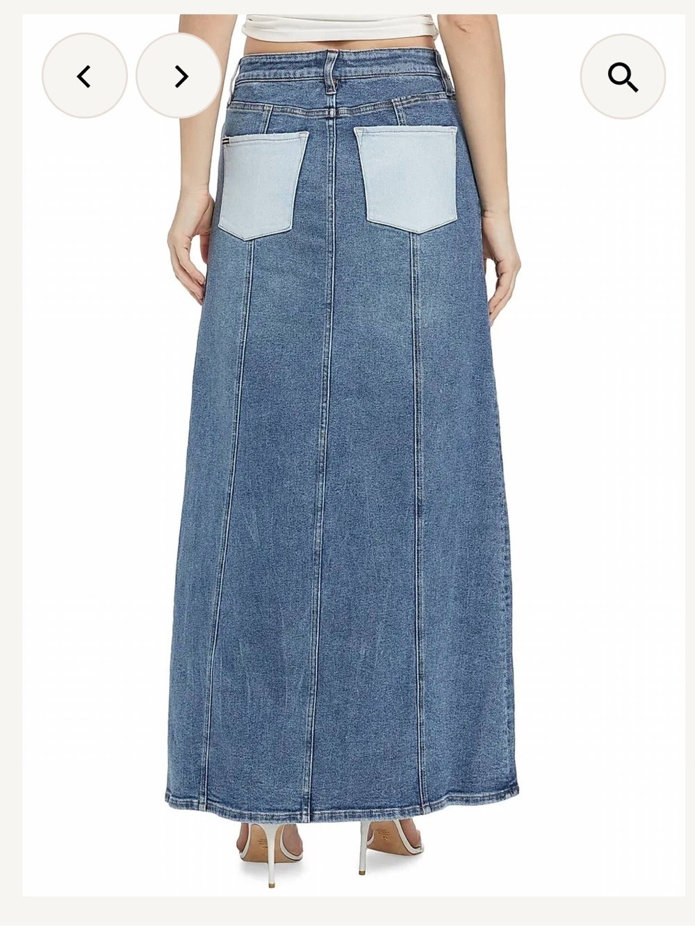 Alice + Olivia Rye Two-Tone Low Rise Maxi Jean Skirt Size 27 NWT - Picture 3 of 14